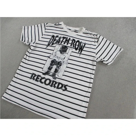 Death Row Records Striped Large Men T-Shirt EUC Rap R&B Unisex - Picture 2 of 6
